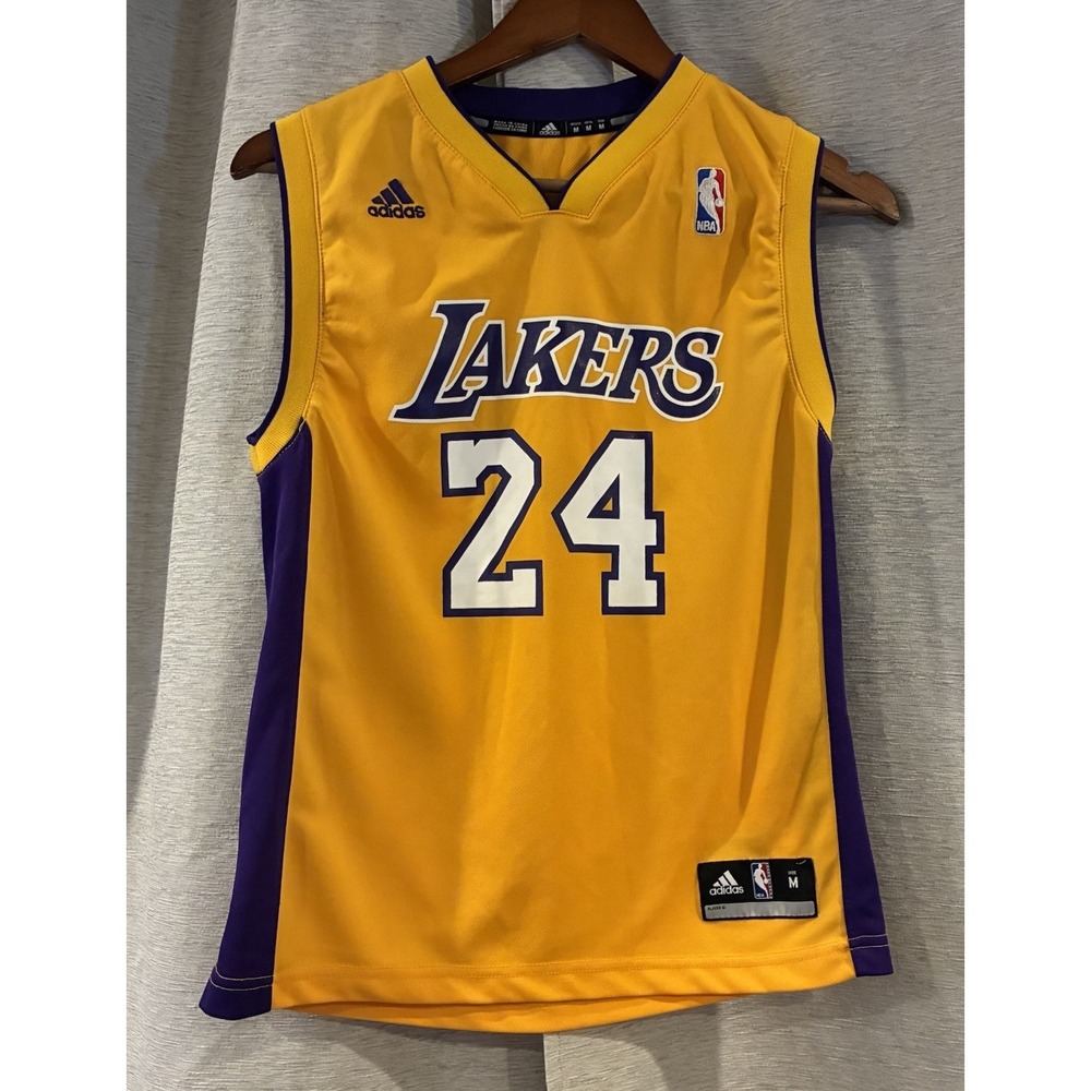 #24 Kobe Bryant Adidas Los Angeles Lakers yellow jersey youth Medium